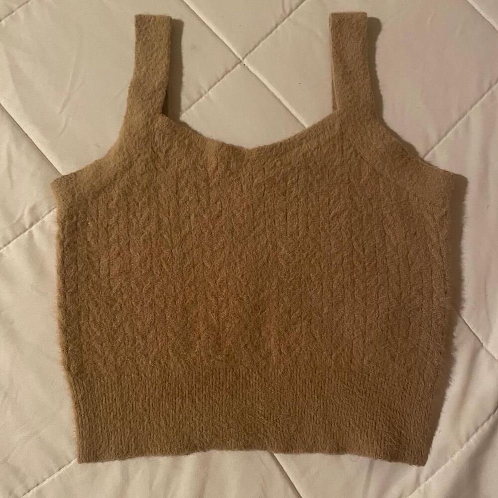 francescas cupcake women's khaki camel colored sweater tank top